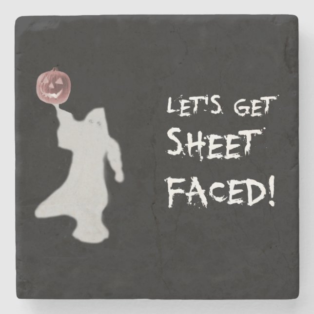 Funny Ghost Kürbislaterne Halloween Steinuntersetzer (Vorderseite)