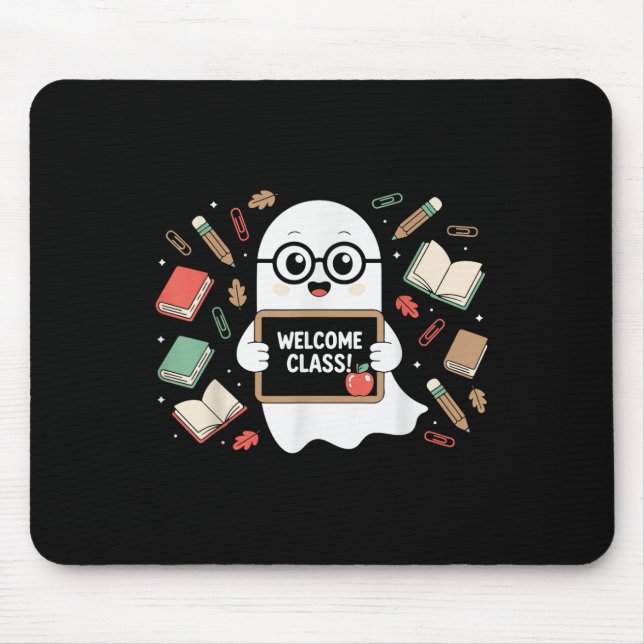 Funny Ghost Lehrer Zurück zur Schule Halloween Män Mousepad (Vorne)