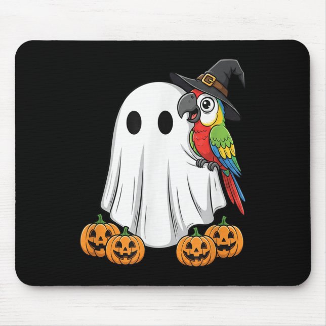 Funny Ghost Parrot Pumpkin Halloween Kids Mens Wom Mousepad (Vorne)