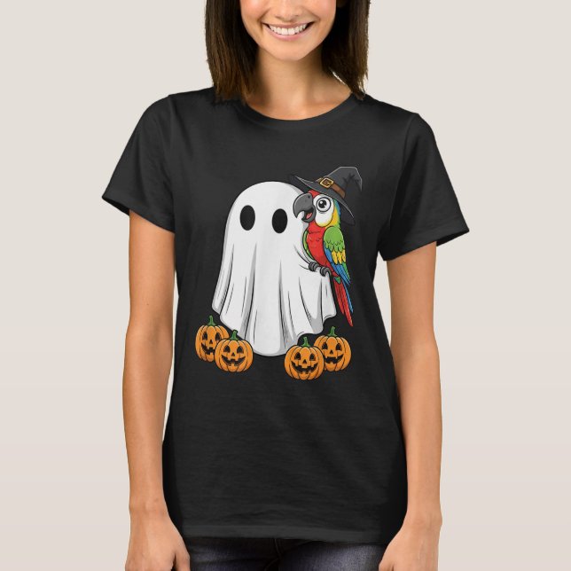 Funny Ghost Parrot Pumpkin Halloween Kids Mens Wom T-Shirt (Vorderseite)