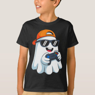 Funny Ghost Playing Video Game Halloween Gaming Bl T-Shirt