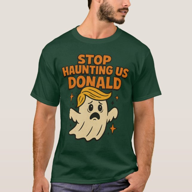 Funny Ghost Protest Stopp Haunting T-Shirt (Vorderseite)