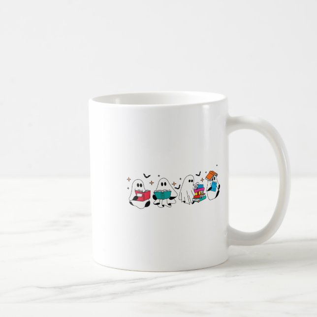Funny Ghost Reading Books Lehrer Halloween Spooky Kaffeetasse (Rechts)