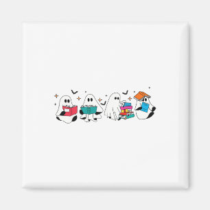 Funny Ghost Reading Books Lehrer Halloween Spooky Magnet