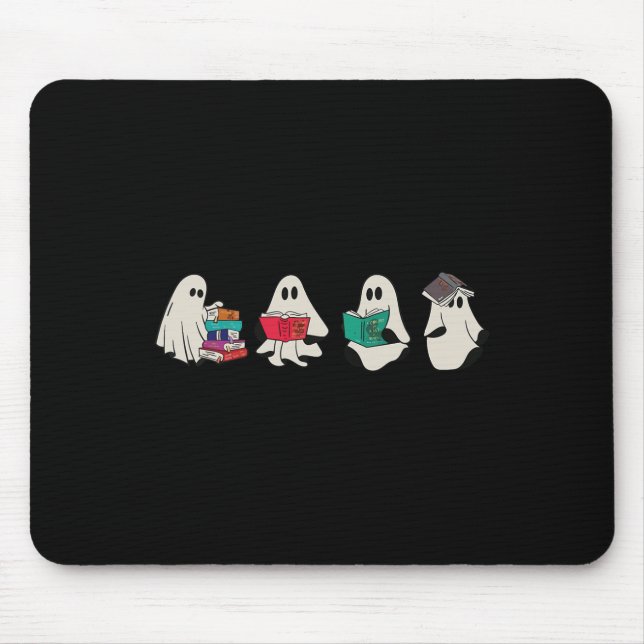 Funny Ghost Reading Bücher Niedliche Spooky Hallow Mousepad (Vorne)