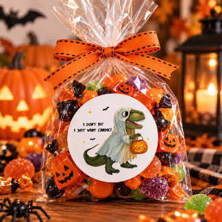 Funny Ghost T-Rex with Pumpkin Runder Aufkleber