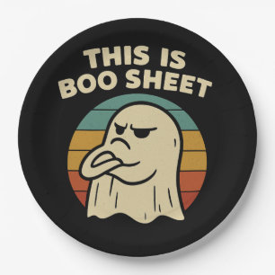 Funny Ghost "This Is Boo Sheet" Retro Halloween Pappteller