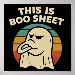 Funny Ghost "This Is Boo Sheet" Retro Halloween Poster