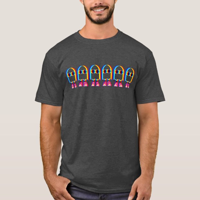 Funny Ghost Trippy Vaporwave Halloween Techno Rave T-Shirt (Vorderseite)