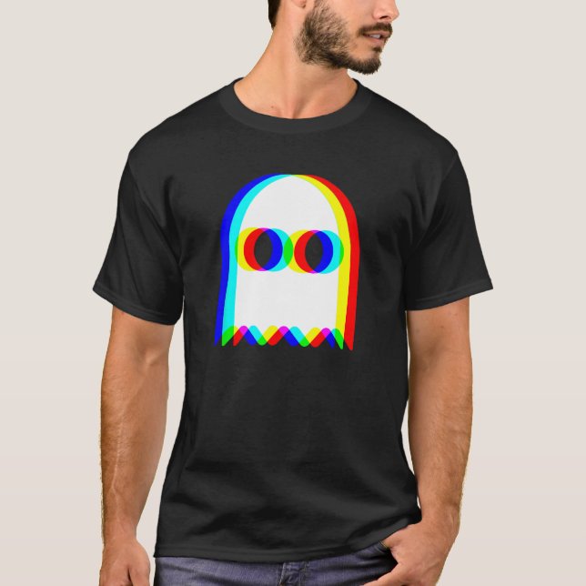 Funny Ghost Trippy Vaporwave Halloween Techno Rave T-Shirt (Vorderseite)