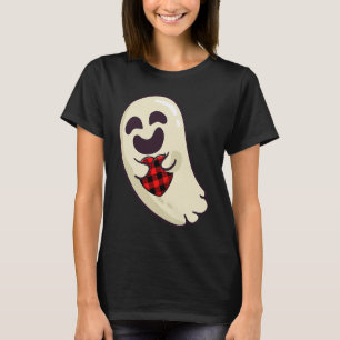 Funny Ghost umugging Red Hearts Karierter Büffel V T-Shirt