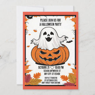 Funny Ghost und Kürbis Halloween-Party Einladung