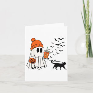 Funny Ghost Walking Cat Ghost Cat Halloween Spooky Karte