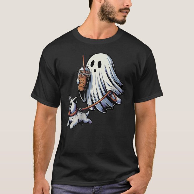 Funny Ghost Walking Dog ghost dog halloween Night T-Shirt (Vorderseite)