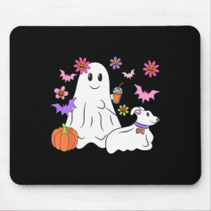 Funny Ghost Walking Dog Spooky Ghost Kaffee Hallow Mousepad