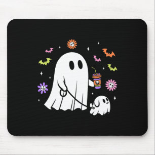 Funny Ghost Walking Dog Spooky Ghost Kaffee Hallow Mousepad