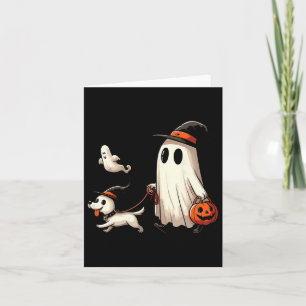 Funny Ghost Walking Dog Spooky Season Halloween Co Karte
