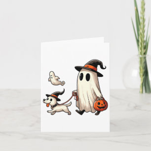 Funny Ghost Walking Dog Spooky Season Halloween Co Karte