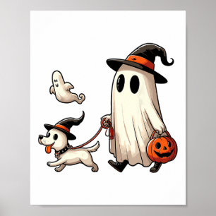 Funny Ghost Walking Dog Spooky Season Halloween Co Poster