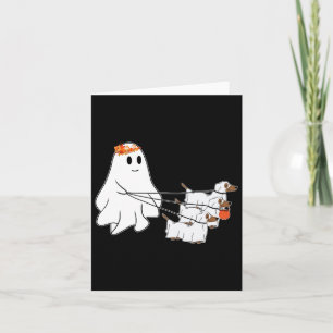 Funny Ghost Walking mit drei Hunde Halloween Fall Karte