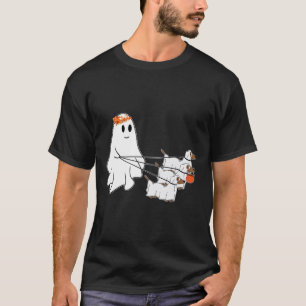 Funny Ghost Walking mit drei Hunde Halloween Fall T-Shirt