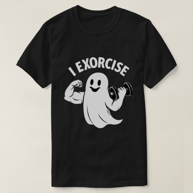 Funny Ghost Workout - "Ich Übung" Halloween Gym T-Shirt (Design vorne)
