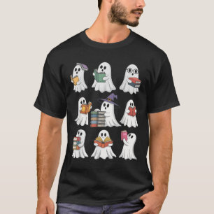 Funny Ghosts Book Reading School Teacher Halloween T-Shirt