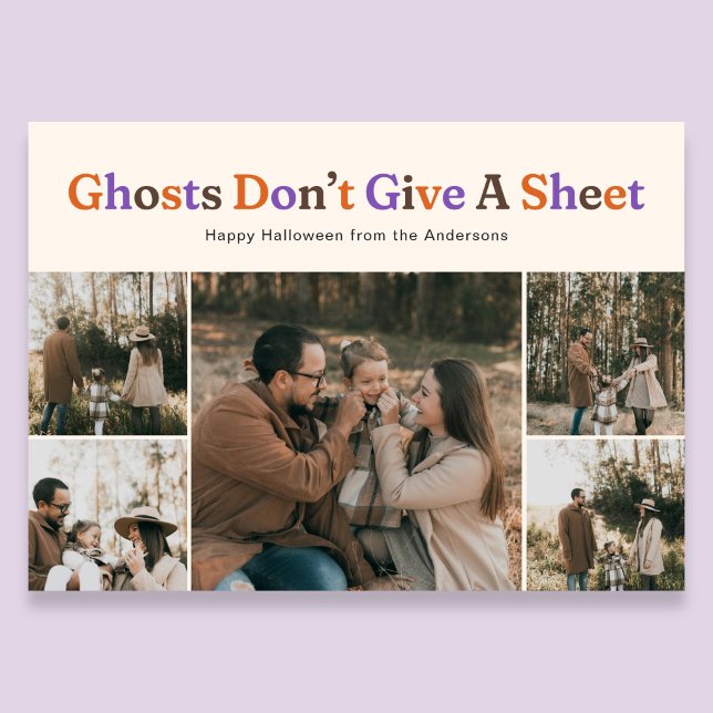 Funny Ghosts Dont Give A Sheet Halloween Photo Feiertagskarte (Von Creator hochgeladen)
