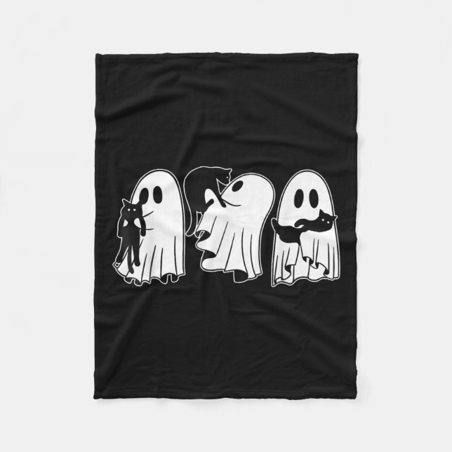 Funny Ghosts Holding Black Cats Halloween Ghost Ca Fleecedecke (Vorderseite)