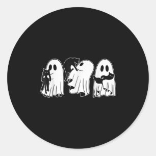 Funny Ghosts Holding Black Cats Halloween Ghost Ca Runder Aufkleber