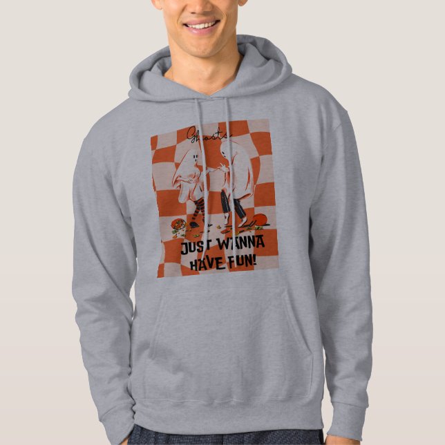 Funny "Ghosts Just Wanna Have Fun" Halloween Male Hoodie (Vorderseite)