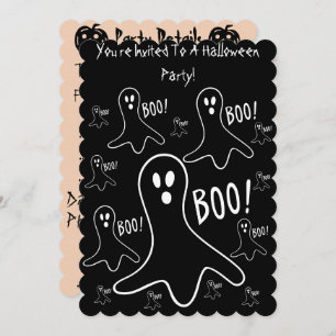funny ghosts shouting boo black halloween Party Einladung