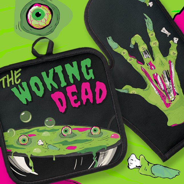 Funny Ghoulishly Delicious Woking Dead Pub Ofenhandschuh & Topflappen-Set (Von Creator hochgeladen)