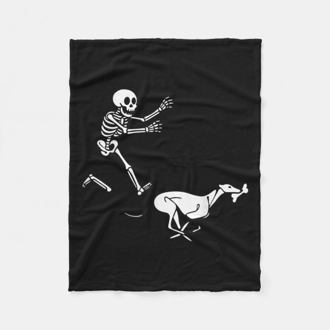Funny Ghound Running Skeleton Halloween Fleecedecke (Vorderseite)
