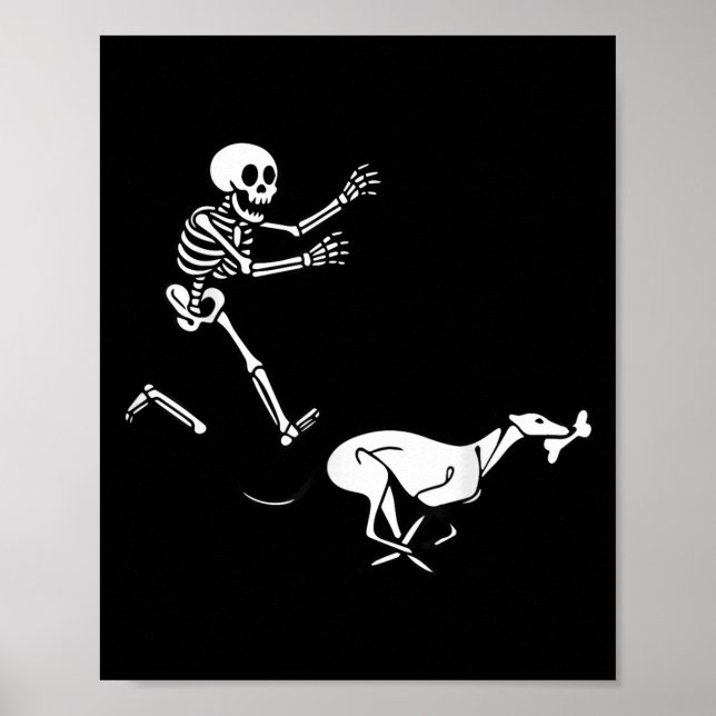 Funny Ghound Running Skeleton Halloween Poster (Vorne)