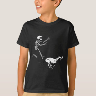 Funny Ghound Running Skeleton Halloween T-Shirt