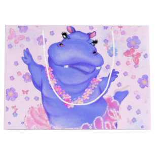 Funny Gift Bag Ballerina Hippo Happy Ballet Dancer Große Geschenktüte