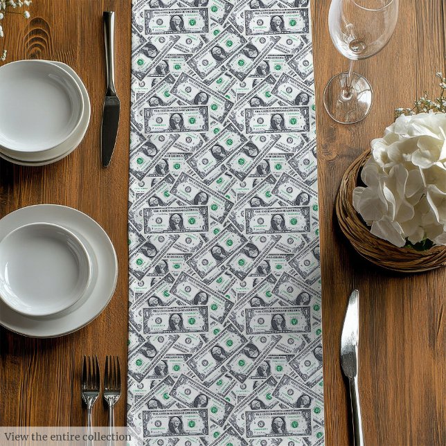 Funny gift cozy dollar pattern birthday surprise mittelgroßer tischläufer (Funny gift modern dollar pattern personalized wrap)