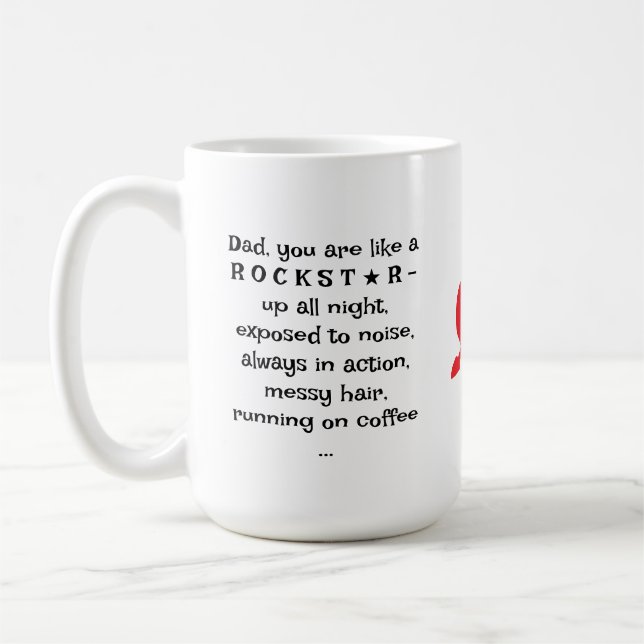 Funny Gift For Rockstar Dad, Custom  Kaffeetasse (Links)