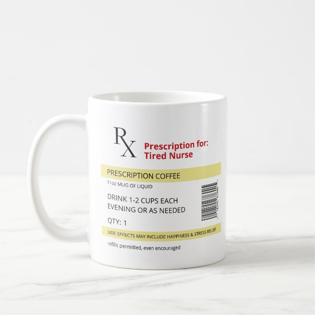 Funny Gift Idea for Nurse, Kaffee Lover - Rx Novel Kaffeetasse (Links)