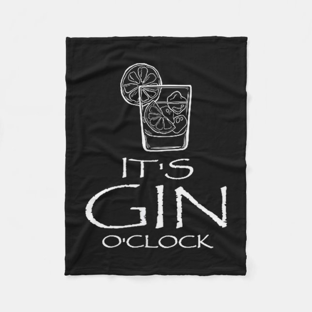 Funny Gin Tonic Saying Oh It's Gin O'clock  Fleecedecke (Vorderseite)