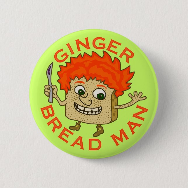 Funny Ginger Broad Man Christmas Puff Button (Vorderseite)