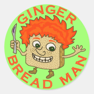 Funny Ginger Brot Mann Weihnachtspuppe 2 Runder Aufkleber