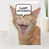 FUNNY GINGER CAT BIRTHDAY CARD I WOLL-CHEESEBURGER