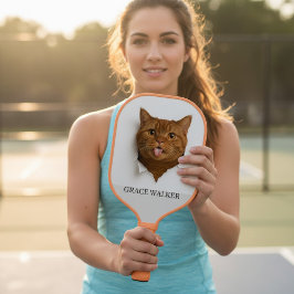 Funny Ginger Cat "Blep" Custom Name Pickleball Schläger