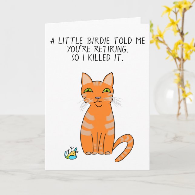 Funny ginger cat Cartoon Alterskarte Karte (Gelbe Blume)