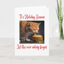 Funny Ginger Fat Cat Eating Burgen Weihnachten Karte
