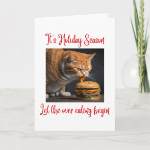 Funny Ginger Fat Cat Eating Burgen Weihnachten Karte