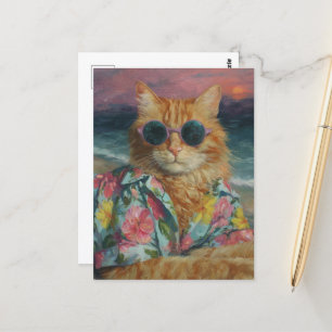 Funny Ginger Kitty in Sonnenbrille Postkarte
