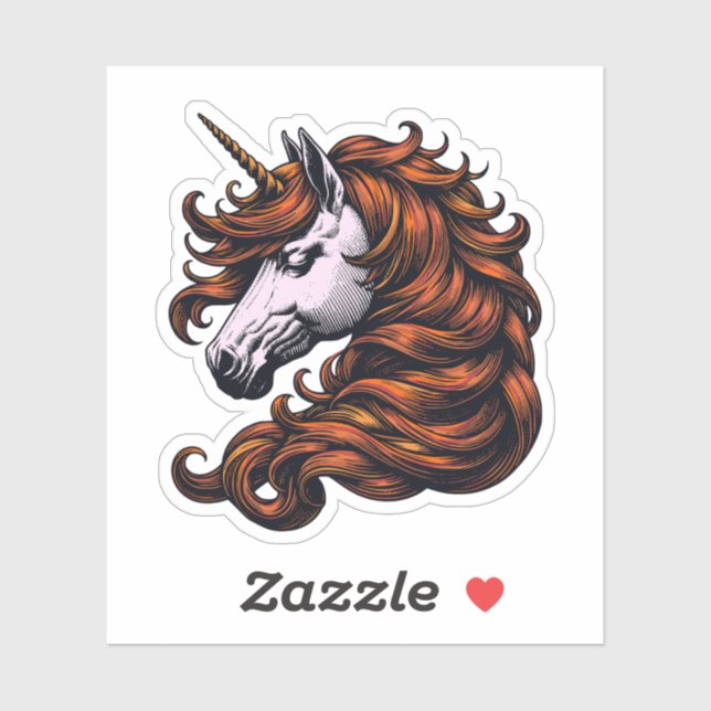 Funny Ginger Unicorn Head  Aufkleber (Blatt)